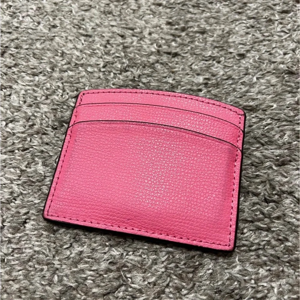 kate spade Pink Leather Card Case with Gold Logo